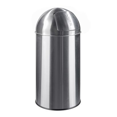 Poubelle à poussoir, acier inoxydable mat argenté 50 l