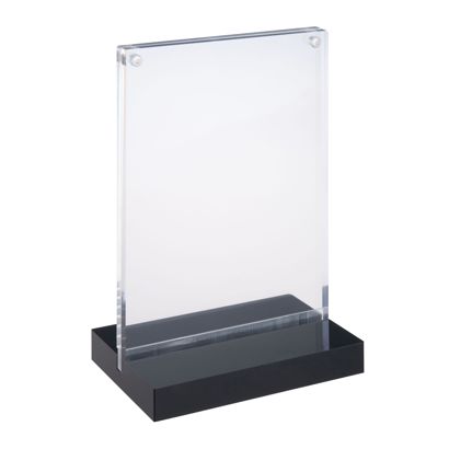 Présentoir magnétique en forme de T avec pied noir portrait | A6 - 105 x 148 mm