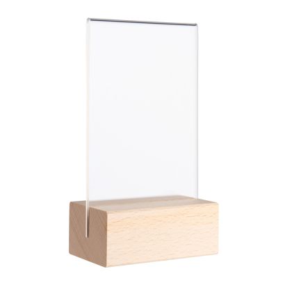 Présentoir de table MODUL, pochette en verre acrylique avec pied en bois null | null | A7