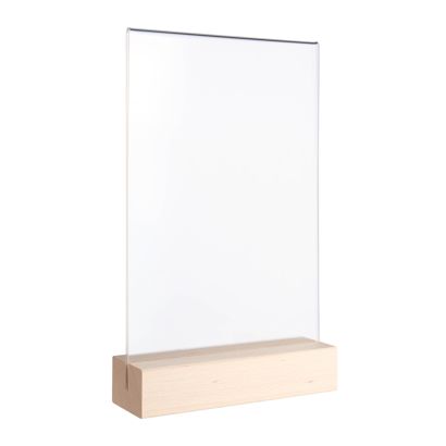 Présentoir de table MODUL, pochette en verre acrylique avec pied en bois null | null | A5