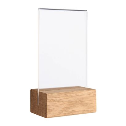 Présentoir de table MODUL, pochette en verre acrylique avec pied en bois null | null | A7