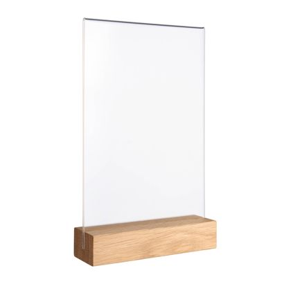 Présentoir de table MODUL, pochette en verre acrylique avec pied en bois null | null | A5