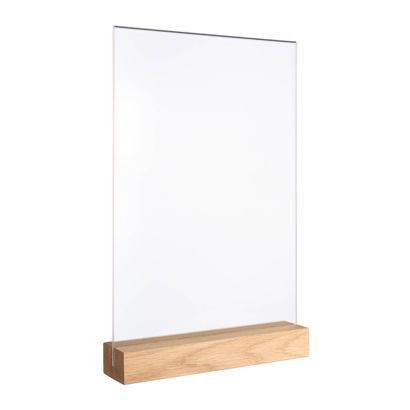 Présentoir de table MODUL, pochette en verre acrylique avec pied en bois null | null | A4