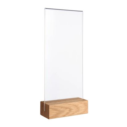 Présentoir de table MODUL, pochette en verre acrylique avec pied en bois null | null | 1/3 A4