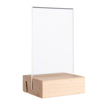 Présentoir de table MODUL, pochette en verre acrylique avec pied en bois null | null | A7
