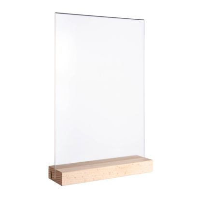 Présentoir de table MODUL, pochette en verre acrylique avec pied en bois null | null | A4