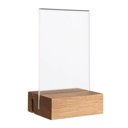 Présentoir de table MODUL, pochette en verre acrylique avec pied en bois null | null | A7