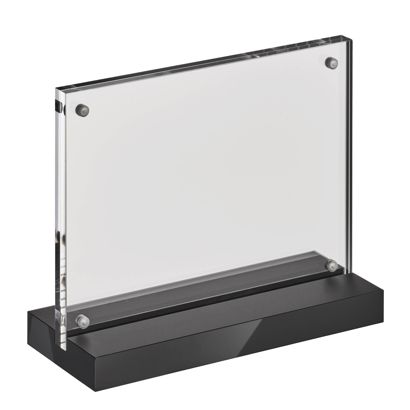 Présentoir de table magnétique en T avec base noire mate A6 105 x 148 mm  | paysage 