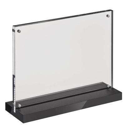 Présentoir de table magnétique en T avec base noire mate format paysage | A5