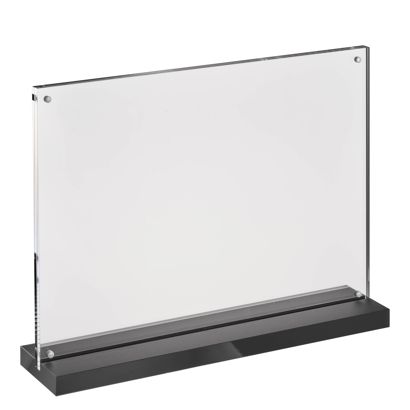 Présentoir de table magnétique en T avec base noire mate A4 210 x 297 mm  | paysage 