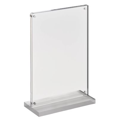 Présentoir de table magnétique en T avec base transparente mate A5 - 148 x 210 mm  | portrait 