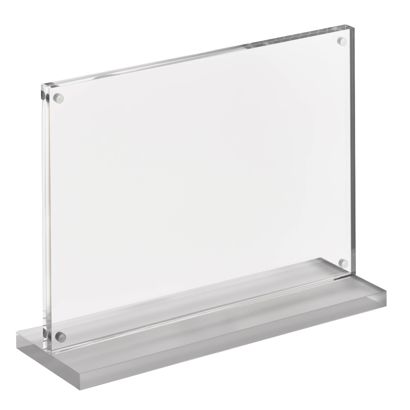 Présentoir de table magnétique en T avec base transparente mate A5 - 210 x 148 mm  | paysage 