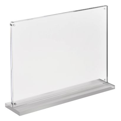 Présentoir de table magnétique en T avec base transparente mate format paysage | A4