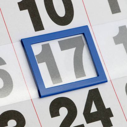 Curseurs date classique E3 (intérieur 20 x 28 mm), bleu, pour calendriers de 300 mm de large 
