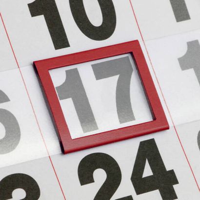 Curseur date classique, E3 (intérieur 20 x 28 mm), rouge, pour calendriers de 300 mm de large fenêtre classique E3, 20 x 28 mm à l’intérieur, 26 x 35 mm à l’extérieur | null