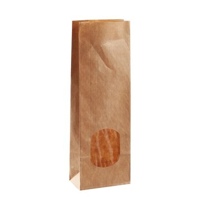 Sachet à fond plat en kraft avec fenêtre 