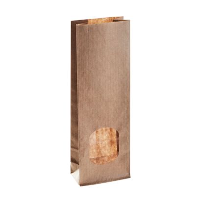 Sachet à fond plat en kraft avec fenêtre 70 x 40 x 205 mm