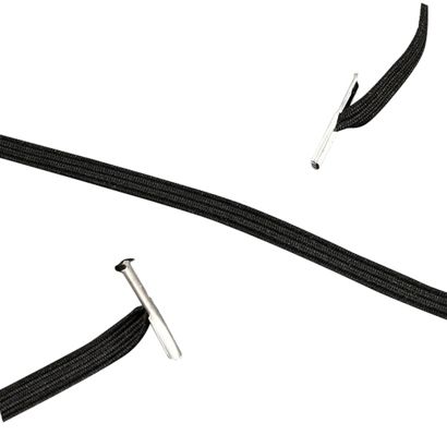 Elastique plat avec 2 ferrets métalliques noir  | 340 mm