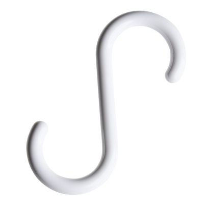 Crochet en S, longueur de 55 mm, plastique blanc blanc 