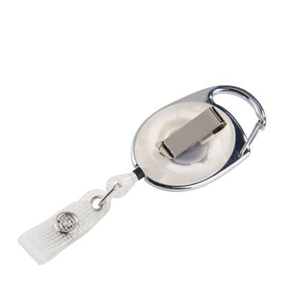 Porte-badges enrouleur avec clip de ceinture blanc|transparent 