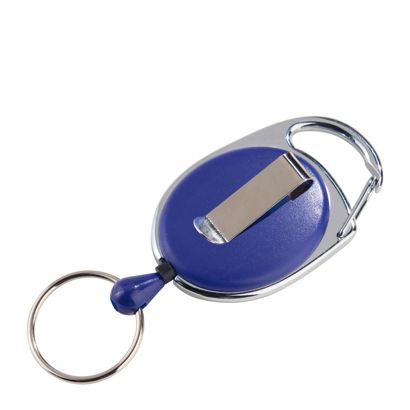 Porte-clés retractable avec clip bleu 