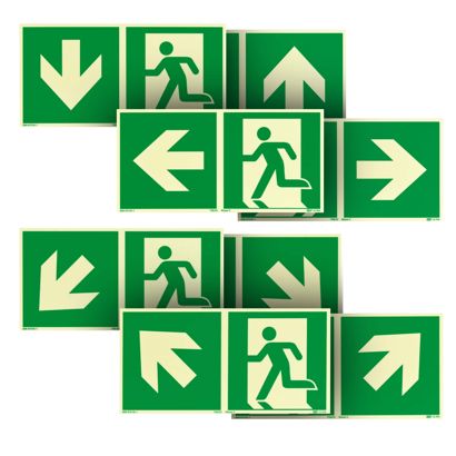 Panneau Issue de secours, photoluminescent, plastique, ISO 7010 