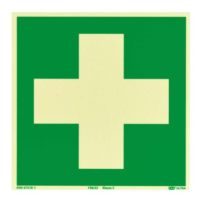 Panneau Premiers secours, photoluminescent, plastique, ISO 7010 200 x 200 mm
