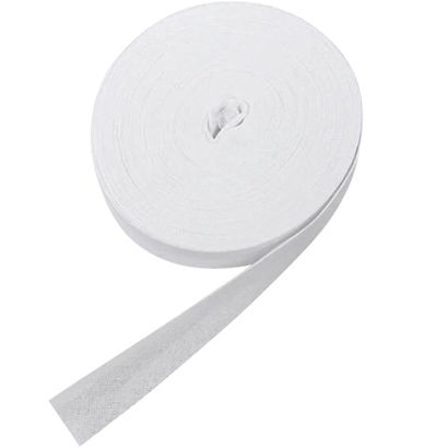 Bande de fixation de biais, coton , 20 mm, blanc (rouleau de 25 m) 