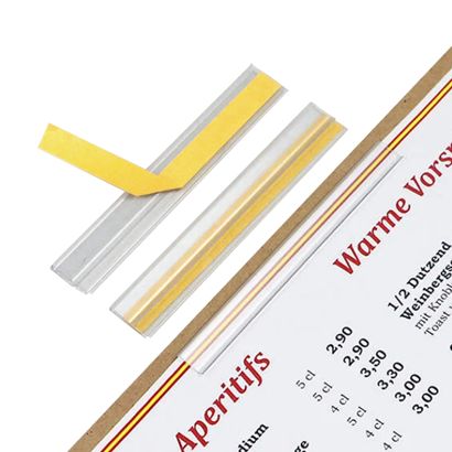 Clips de fixation pour carte de restaurant, 100 mm, transparent, auto-adhésif, 1 mm 