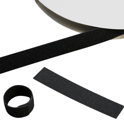 Bande auto-agrippante, dos à dos , rouleau de 5 m, noir 20 mm