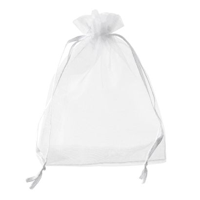 Sachets en organza avec fermeture à bande de satin blanc  | 75 x 100 mm 