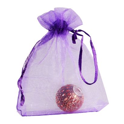 Sachets en organza avec fermeture à bande de satin null | 75 x 100 mm