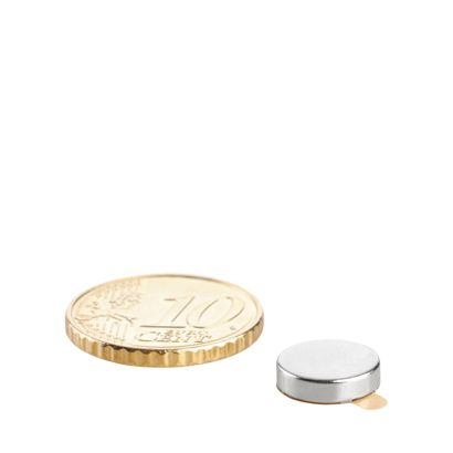 Aimants néodymes en forme de disque, auto-adhésif null | 10 mm x 2,5 mm | null
