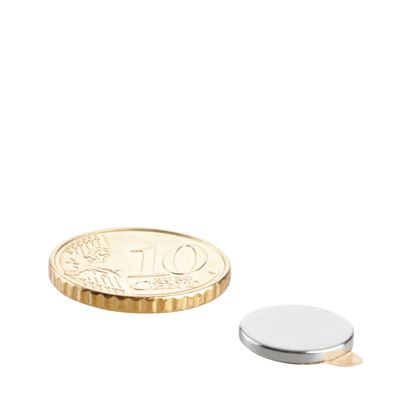 Aimants néodymes en forme de disque, auto-adhésif null | 12 mm x 1,5 mm | null