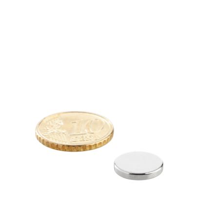 Aimants néodymes en forme de disque 12 mm x 2 mm | N35, axial (parallèle à la hauteur)