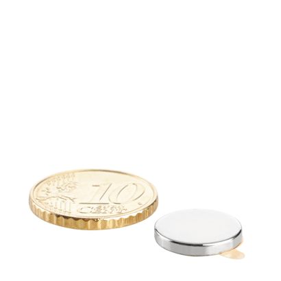 Aimants néodymes en forme de disque, auto-adhésif null | 13 mm x 2 mm | null