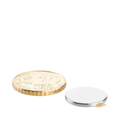 Aimants néodymes en forme de disque, auto-adhésif null | 15 mm x 1,5 mm | null