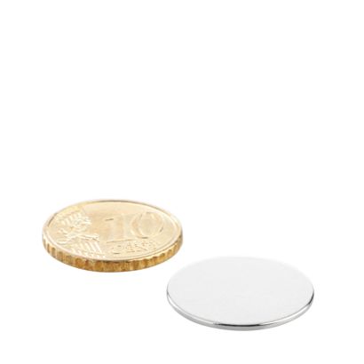 Aimants néodymes en forme de disque 20 mm x 1 mm | N35, axial (parallèle à la hauteur)