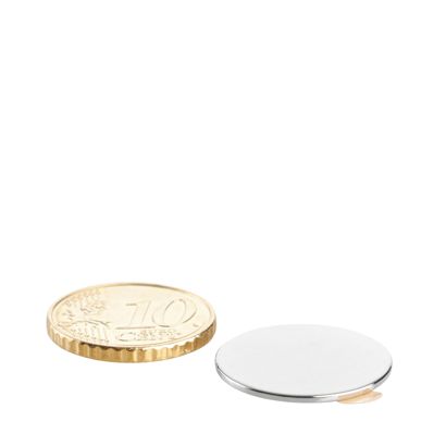Aimants néodymes en forme de disque, auto-adhésif null | 20 mm x 1 mm | null