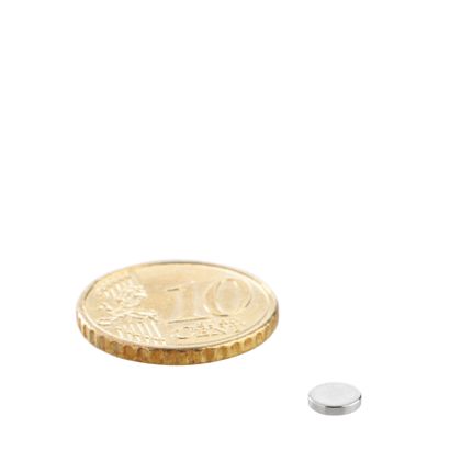 Aimants néodymes en forme de disque 5 mm x 1 mm | N45, axial (parallèle à la hauteur)