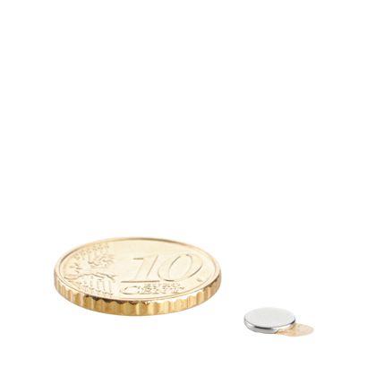 Aimants néodymes en forme de disque, auto-adhésif null | 6 mm x 0,75 mm | null
