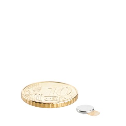 Aimants néodymes en forme de disque, auto-adhésif null | 6 mm x 1 mm | null