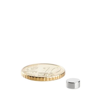 Aimants néodymes en forme de disque 6 mm x 3 mm | N45, axial (parallèle à la hauteur)