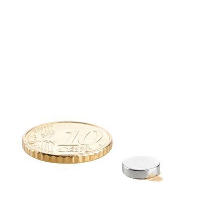 Aimants néodymes en forme de disque, auto-adhésif null | 8 mm x 2 mm | null