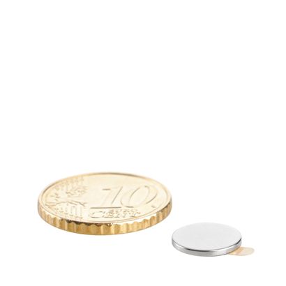 Aimants néodymes en forme de disque, auto-adhésif 10 mm x 1 mm  | argent  | 3M 467 