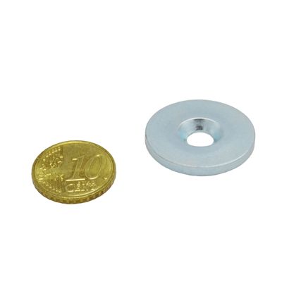 Pastille métallique avec perçage et abaissement 34,5 mm