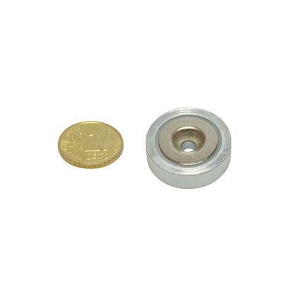 Aimant en pot avec perçage et abaissement, néodyme 25 mm | 16,4 kg | null