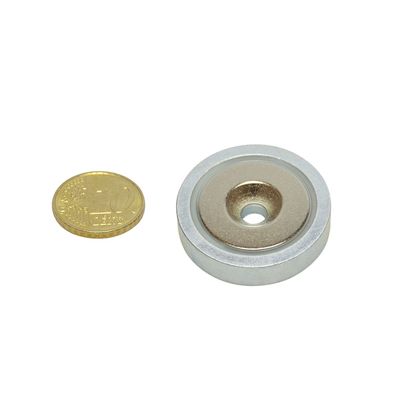 Aimant en pot avec perçage et abaissement, néodyme 32 mm | 31,7 kg | null