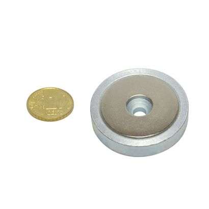 Aimant en pot avec perçage et abaissement, néodyme 40 mm | 58,2 kg | null