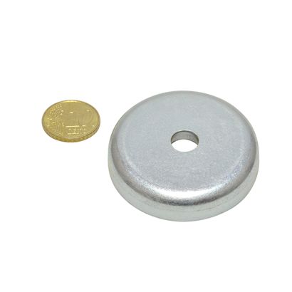 Aimant en pot avec perçage et abaissement, néodyme 47 mm | zingué  | 75.6 kg